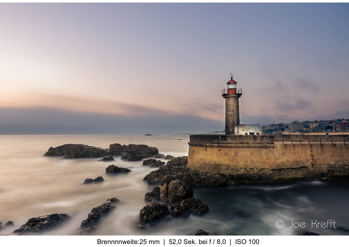 Foz Lighthouse, Portugal, mit einem Graufilter fotografiert